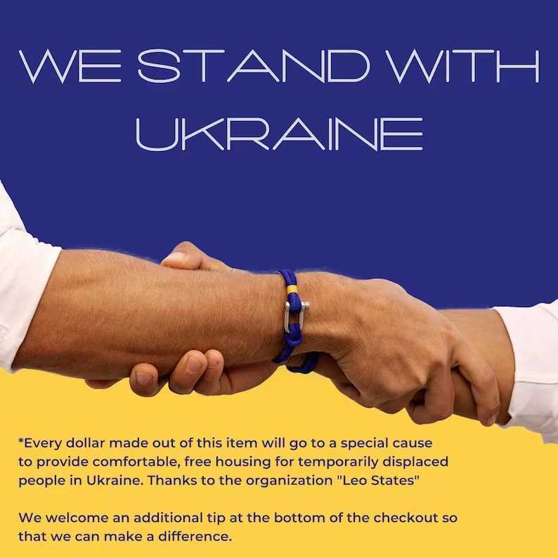 Charm Bracelets Ukrainian flag bracelet womens jewelry stainless steel U-shaped horseshoe buckle boat anchor bracelet H25220