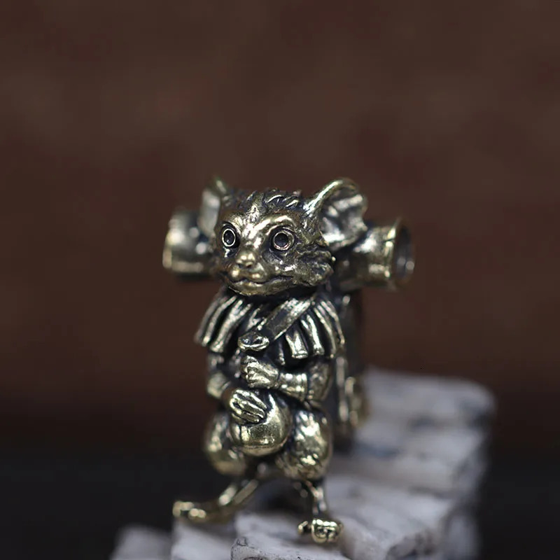 Rat Traveler Brass Knife Beads Animal Mouse EDC DIY Paracord Woven Bracelets Lanyard Pendants Accessories Outdoor Tool Hangings 250213