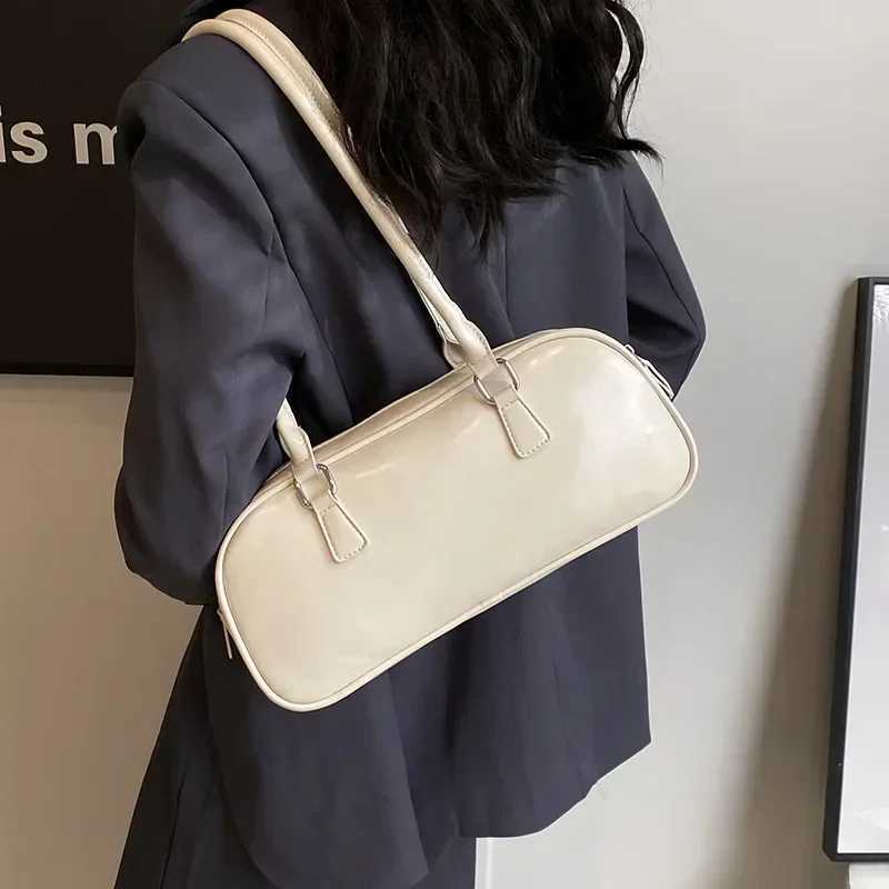 Solid Color PU Leather Underarm Bags For Women 2024 Spring Korean Fashion Retro Simple Shoulder Bag Lady Handbags And Purses Y250218