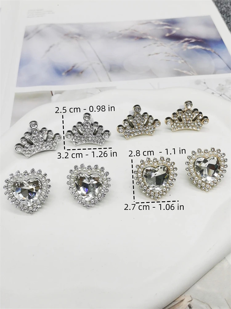 2PCS Luxury Bling Shoe Lace Charms ABS Rhinestone Buckle Decoration DIY Golden Crown Shoelace Clips Accessories Fit Women Boots 250219