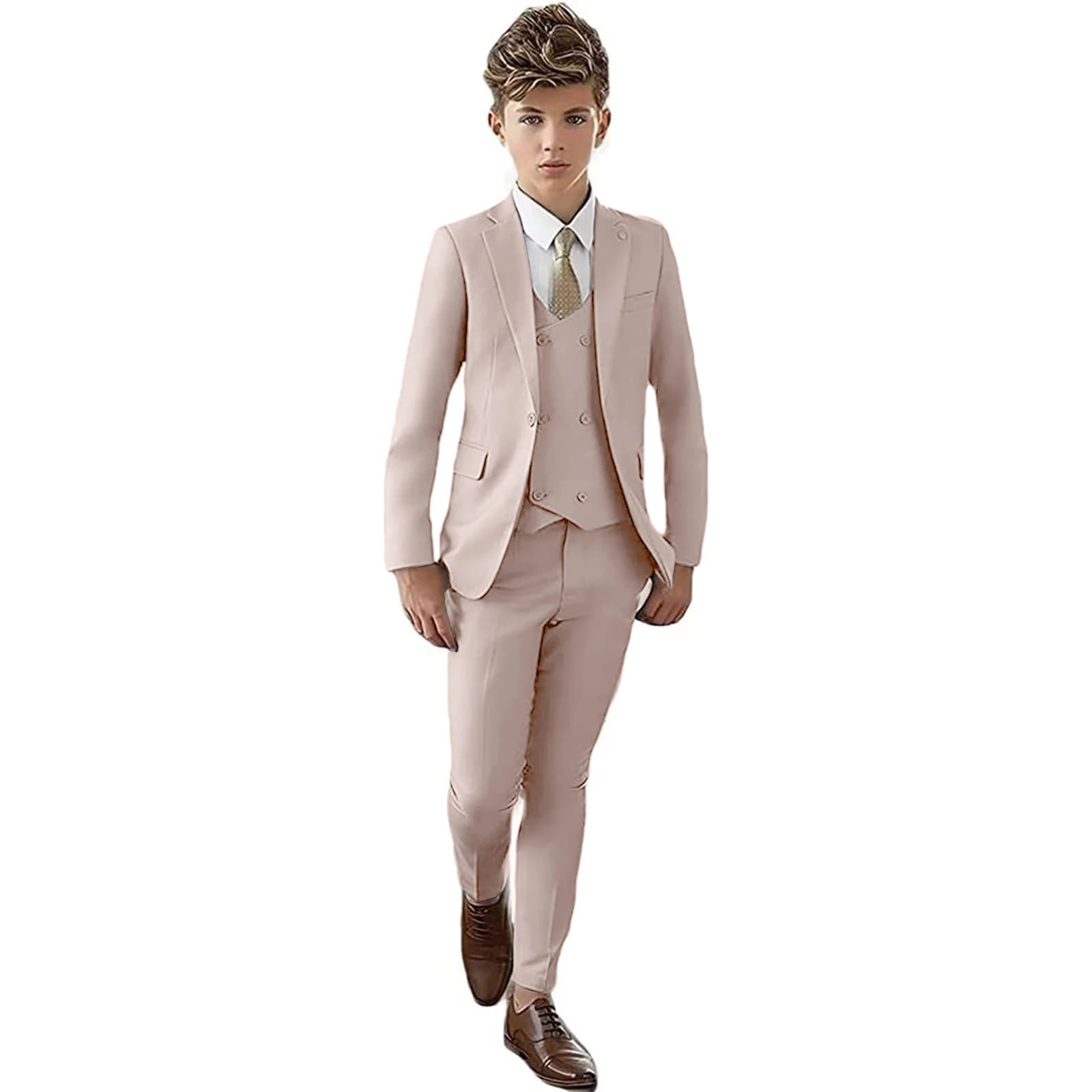 Classic Solid Paisley Suits for Boys 3-Piece Smart Stylish Boys Tuxedo Formal Outfit For Kids Blazer Vest And Pants For Party 250219