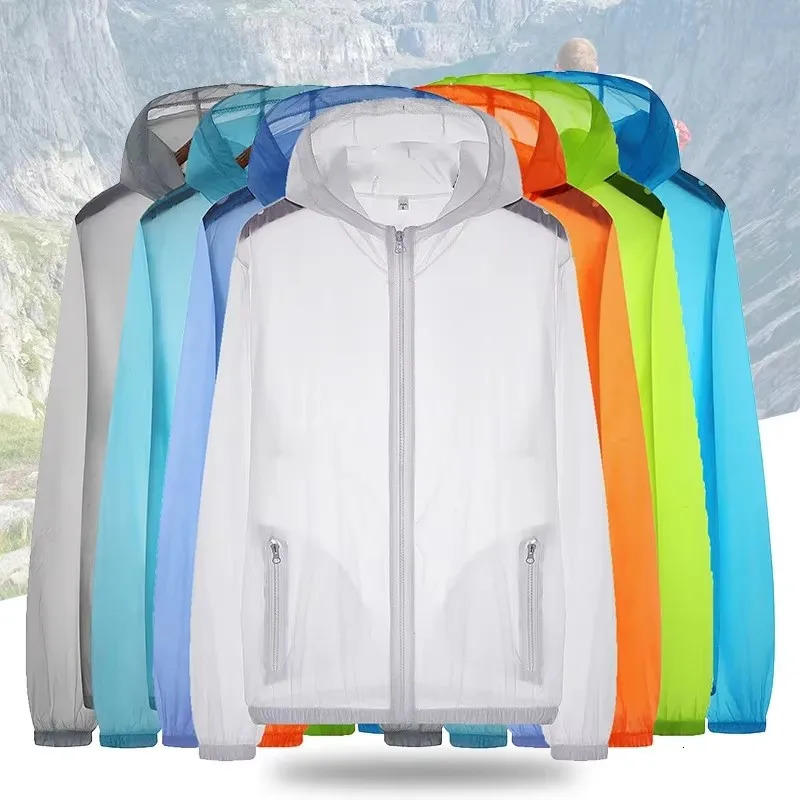 S-7XL Size Men Women Teens Ultrathin Ultralight Transparent Quick Dry Sun-Protective Camping Hiking Jacket Skin Coat Windbreaker 250219