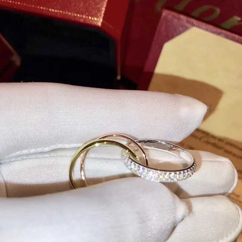 Band Rings Delicacy 925 Sterling Silver Triple rings Three Colors Womens Finger Fashion Creative Nail Ring Multicolour Brand Jewelry J250217 1JHJY