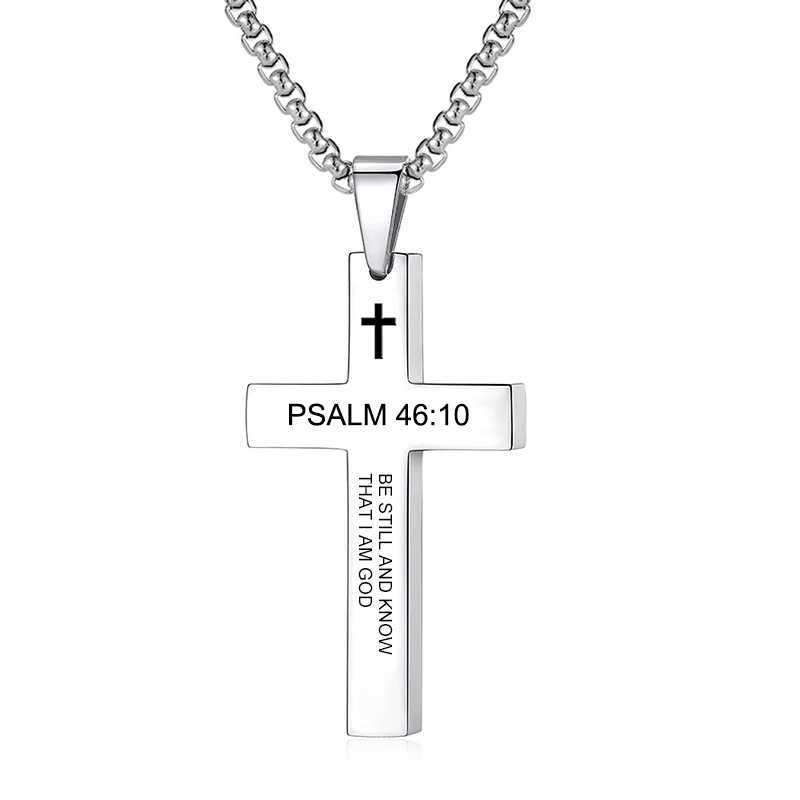 Christian Bible Verse Cross Pendant Necklace Stainl Steel Religious Scripture Prayer Jewelry GiftsXJ250219