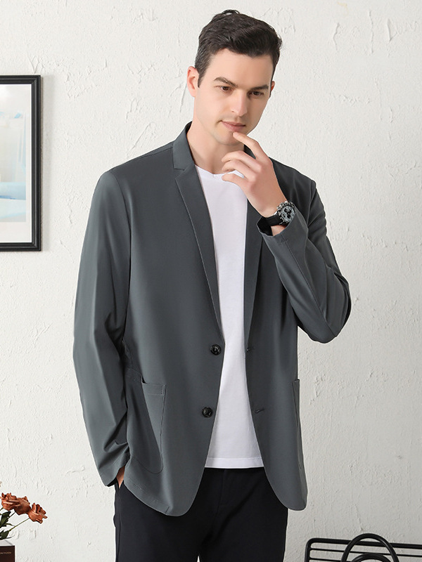F222Elegant Men's Ice Silk Suit Set Perfect Blend of Comfort and Style for Springtime Wear