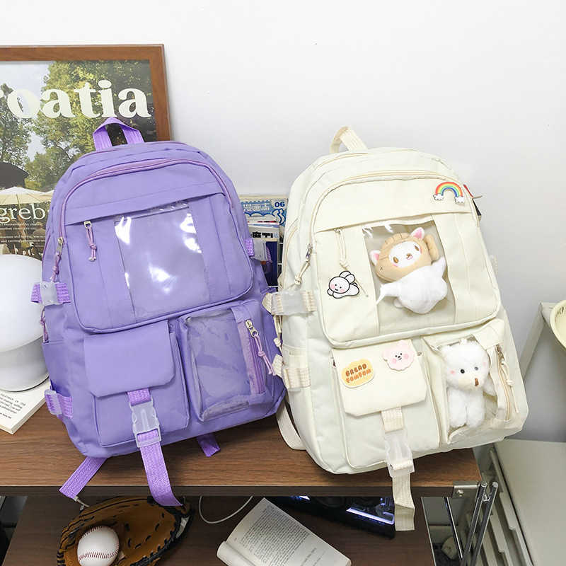 Backpack For Girls Korean Version Cute Campus Student Backpack Casual Large Capacity Computer Backpack Day Backpack Travel Bag 241225