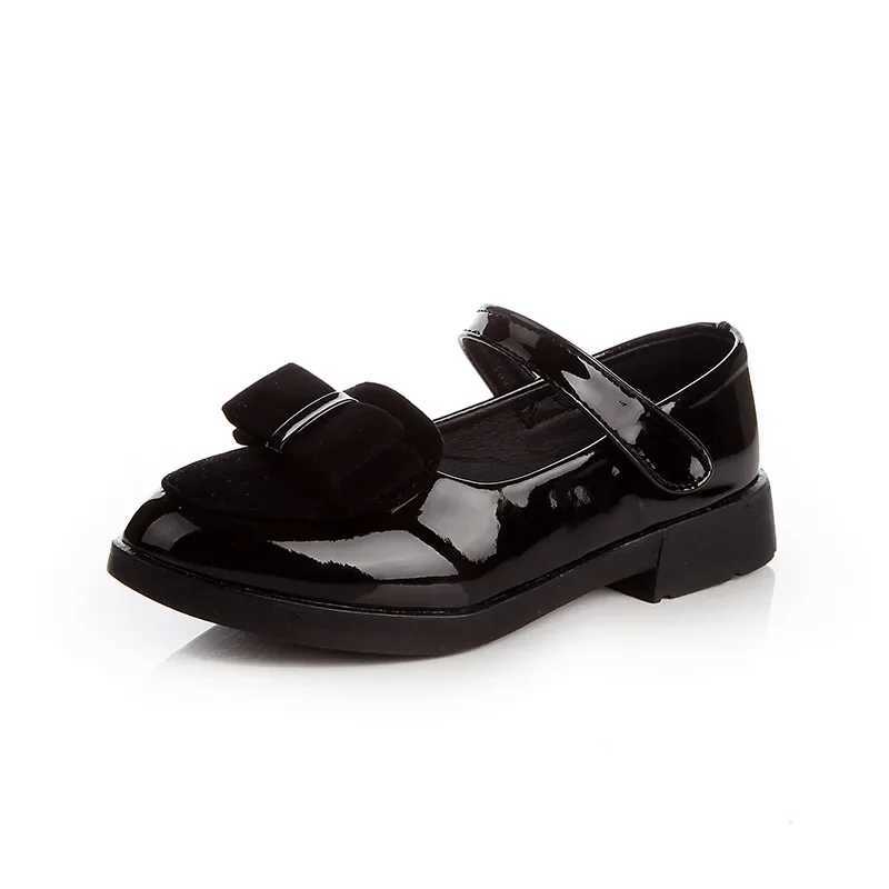Girls Leather Shoes Princess Sweet Kids Flats With Bow-knot For Formal Occasions Childrens Mary Janes Black Party Dancing Shoes X250220