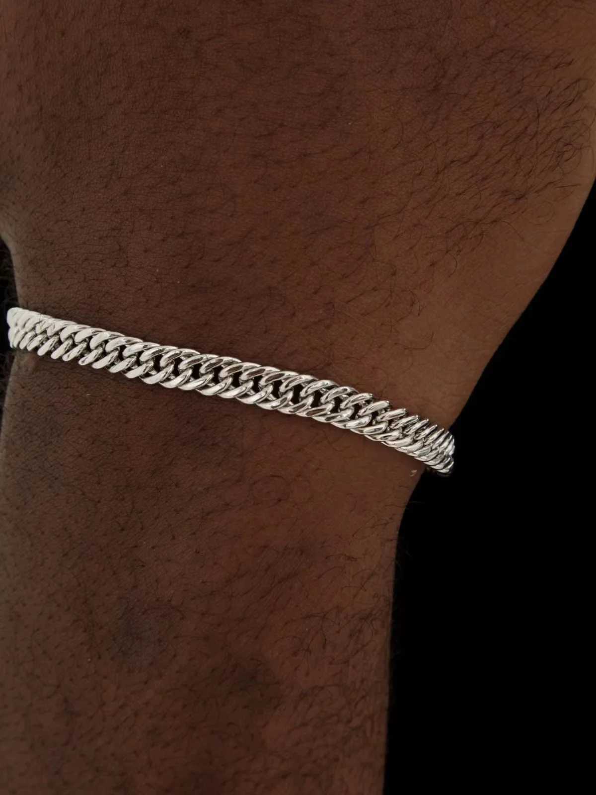 Simple Stainl Steel Silver Color NK Chain Bracelet For Men Hip Hop Jewelry Tren Party Accories Women BraceletXJ250219