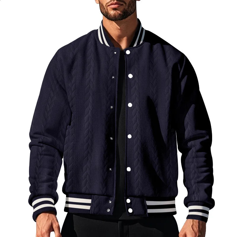 Spring and Autumn Jacquard Baseball Uniform American Style Breasted n Leisure Mens Cardigan Jacket 250218