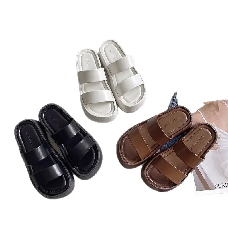Summer Fashion Segment Leisure Integrated Slider Sponge Cake Thick Bottom Small And High Comfortable Sandals 250218X