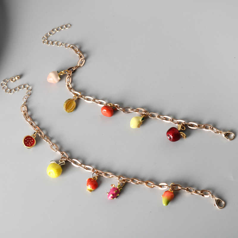 Charm Bracelets Summer Fashion Bracelet Durian Dragon Fruit Pomegranate Watermelon Fruit Combination Bracelet Fashion Beach Atmosphere Accessories H25