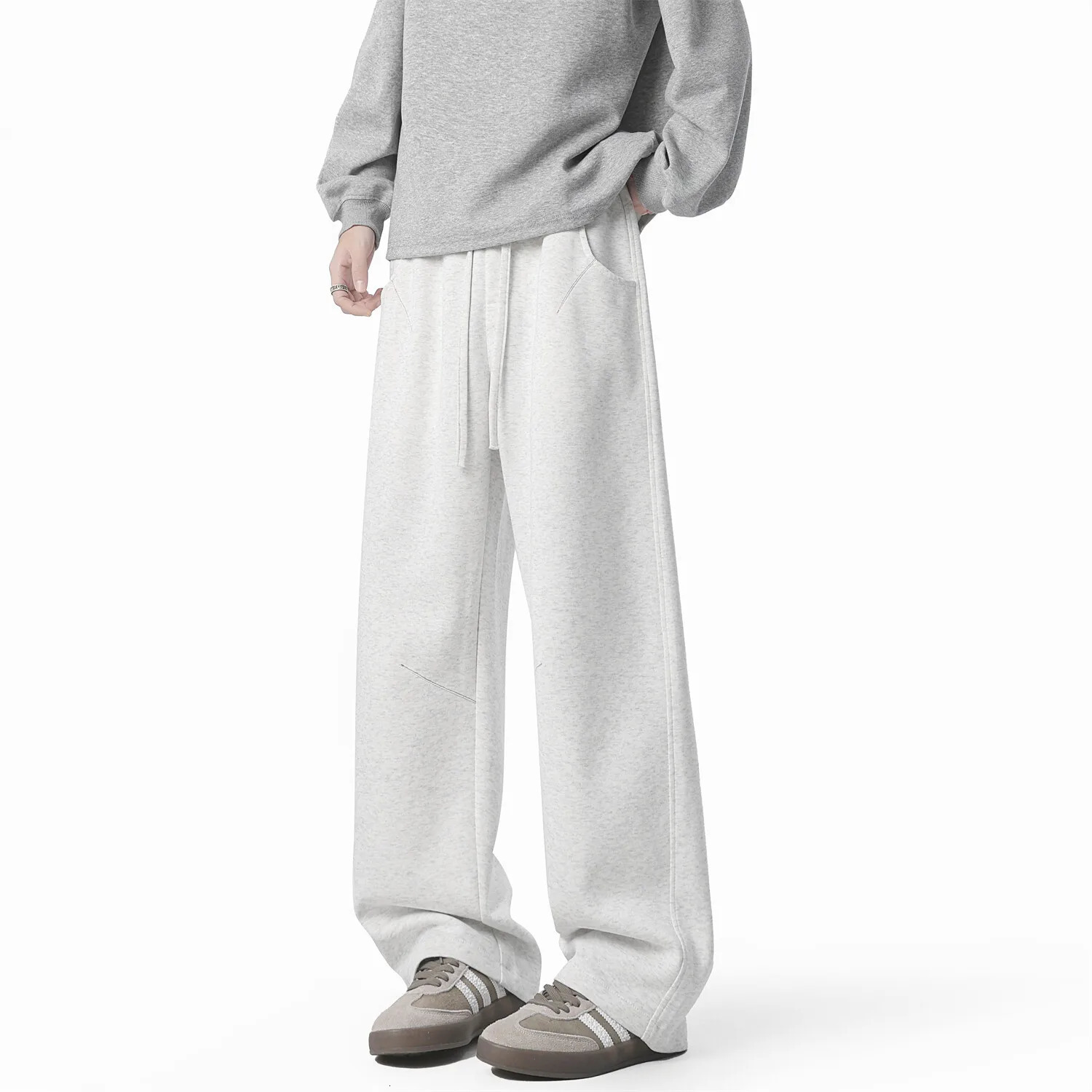 LAPPSTER Mens Y2k Korean Graphic Joggers Pants Casual Grey Sweatpants Loose 2000s Sweatpants Heavyweight High Quality Trousers 250220