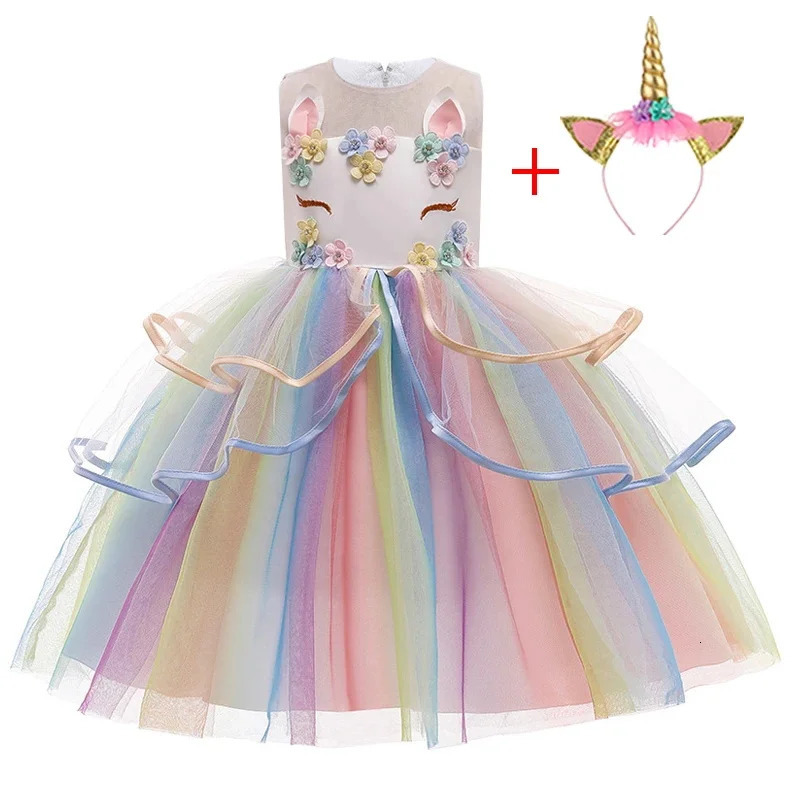 Baby Girl Unicorn Dress Cosplay Costume Birthday Party Princess Dress Sleeveless Wedding Christmas Outfit Kids Girl Clothing 250220