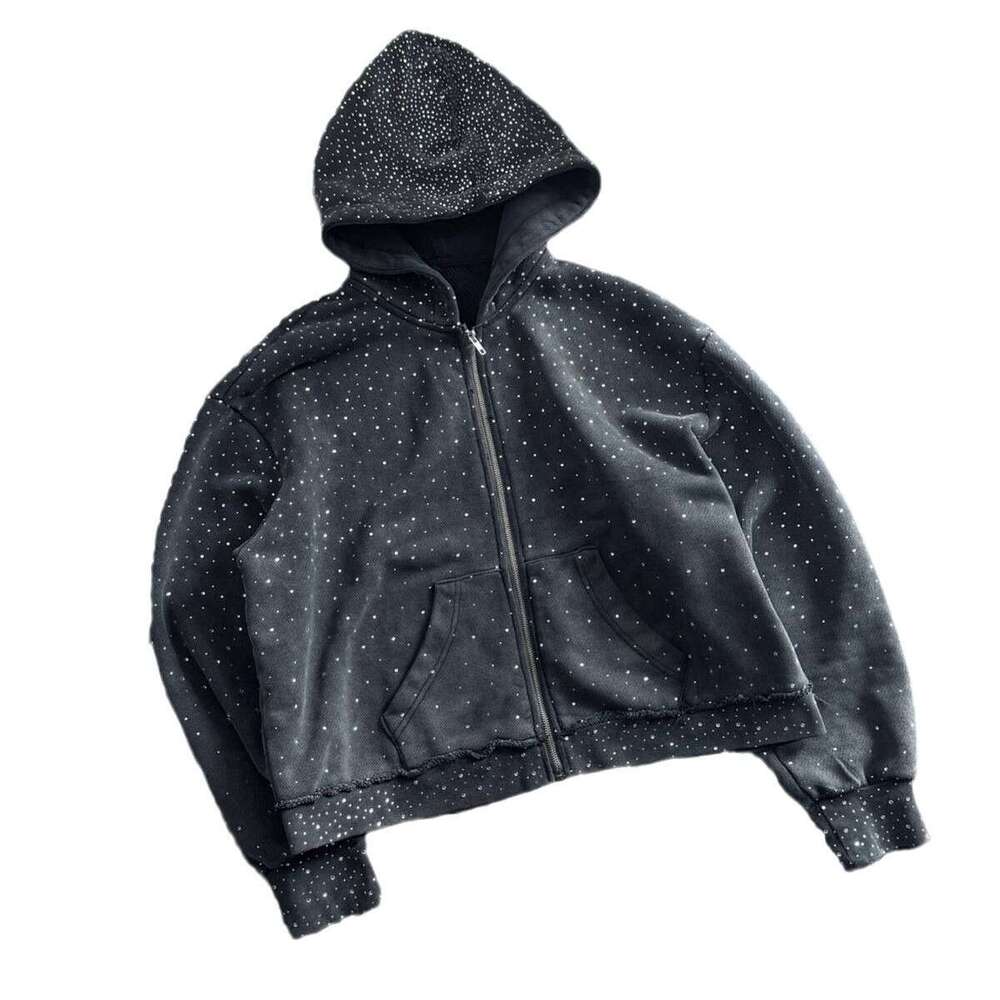 Hoodie, full body hot diamond long sleeved pullover, hooded jacket, street trend y2k