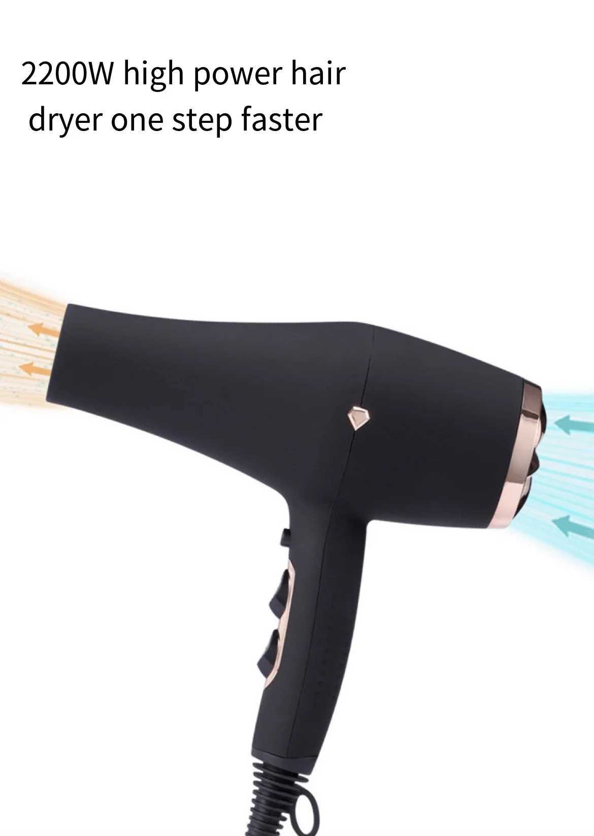 Professional 2200W high-power hair removal machine hair salon negative ion hair care hair dryer fast drying and styling tool W250220