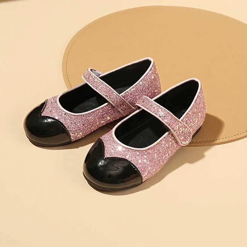 New 2024 Kids Fashion Mary Jane Shoes Girls Princess Shoes Baby Toddler Glitter Non-slip Sandals Soft Sole Leather Flats X250220
