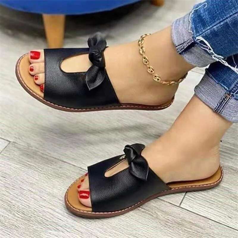 Summer Sandals Fashion Bow Female Slippers Plus Size Casual Women Open Toe AntiSlip Beach Shoes ddmykukumalu
