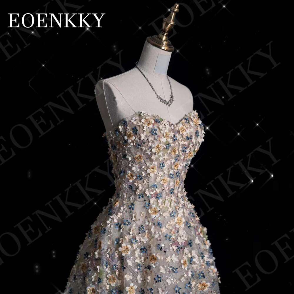 EOENKKY of the Prom 3D wer or Length Sweetheart Strapless Formal Graduation Dress A ha