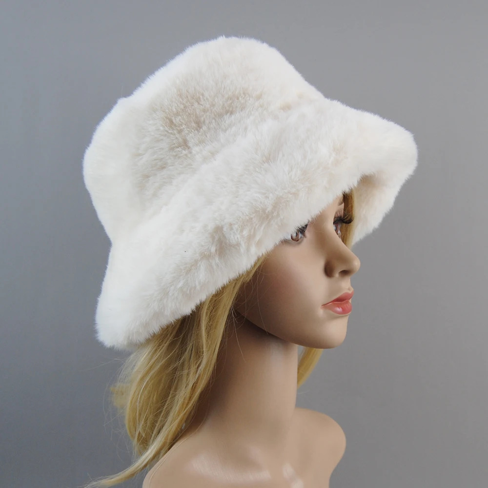 2025 Rabbit Fur Hat Super Soft Womens Winter Cotton Lining Warm Russian Fashion Ski Bean Plush Solid Color 250117