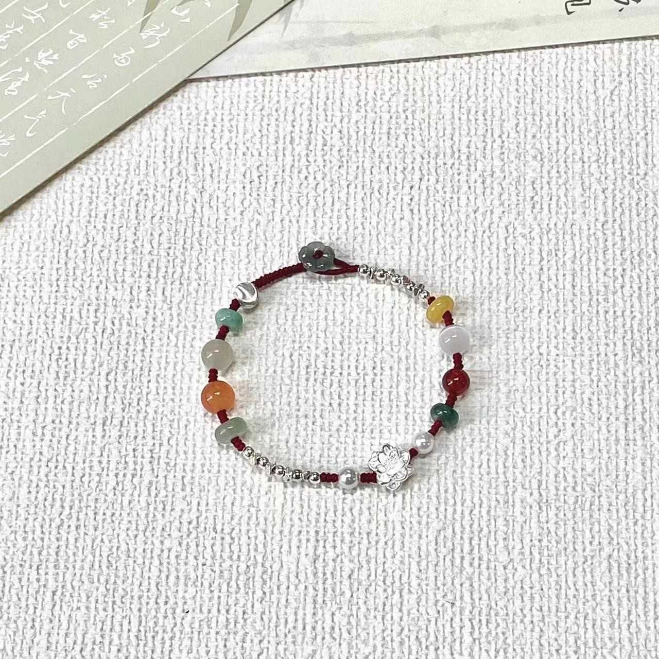 Charm Bracelets Step by step lotus~Crystal bead red rope bracelet new Chinese style versatile bracelet Yiwu small commodity H25220