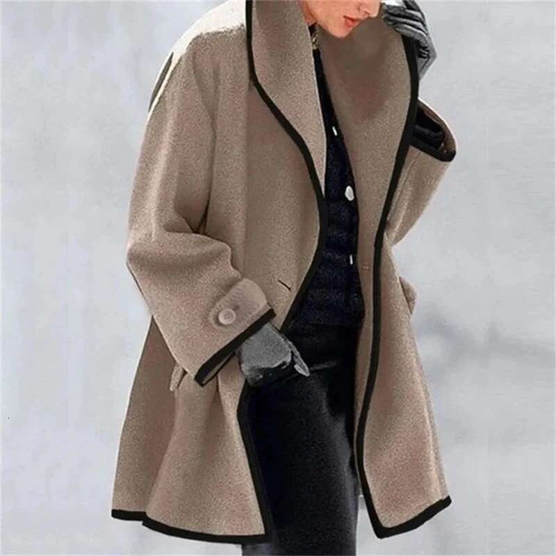 Women's And Coat Autumn Winter Long Sleeve Casual Outwears Fashion Women Woolen Solid Loose Jacket