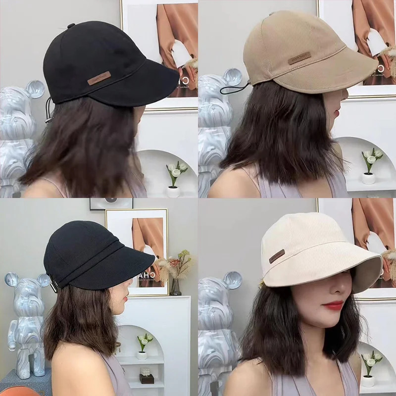 Womens Foldable Sunhat Summer Outdoor Beach Fisherman Hat Sunscreen UV Protection Cap Adjustable Cotton Wide Brim Bucket Caps 250210