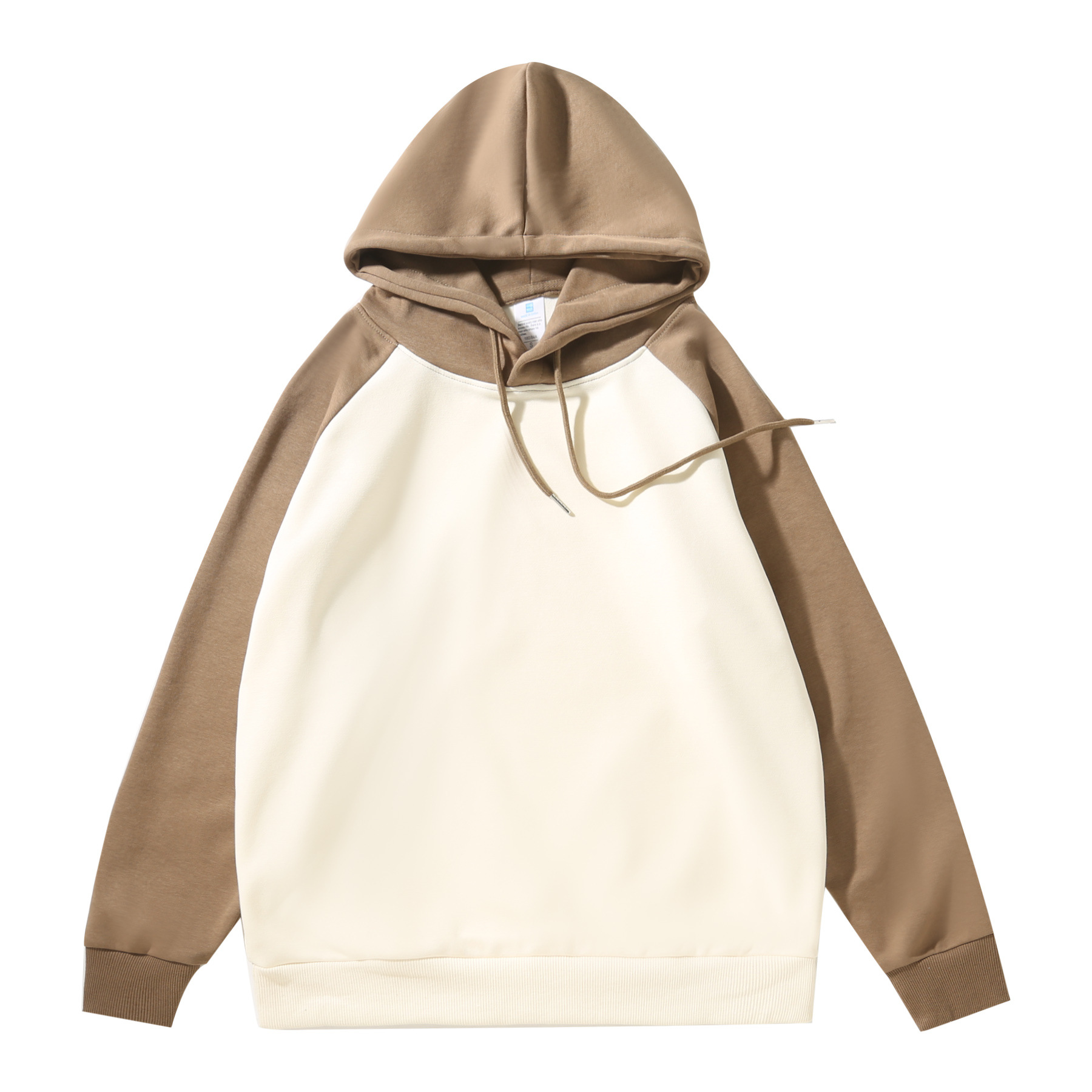 MM02193 Solid color hooded pullover sweatshirt with loose dropped shoulders and long sleeves