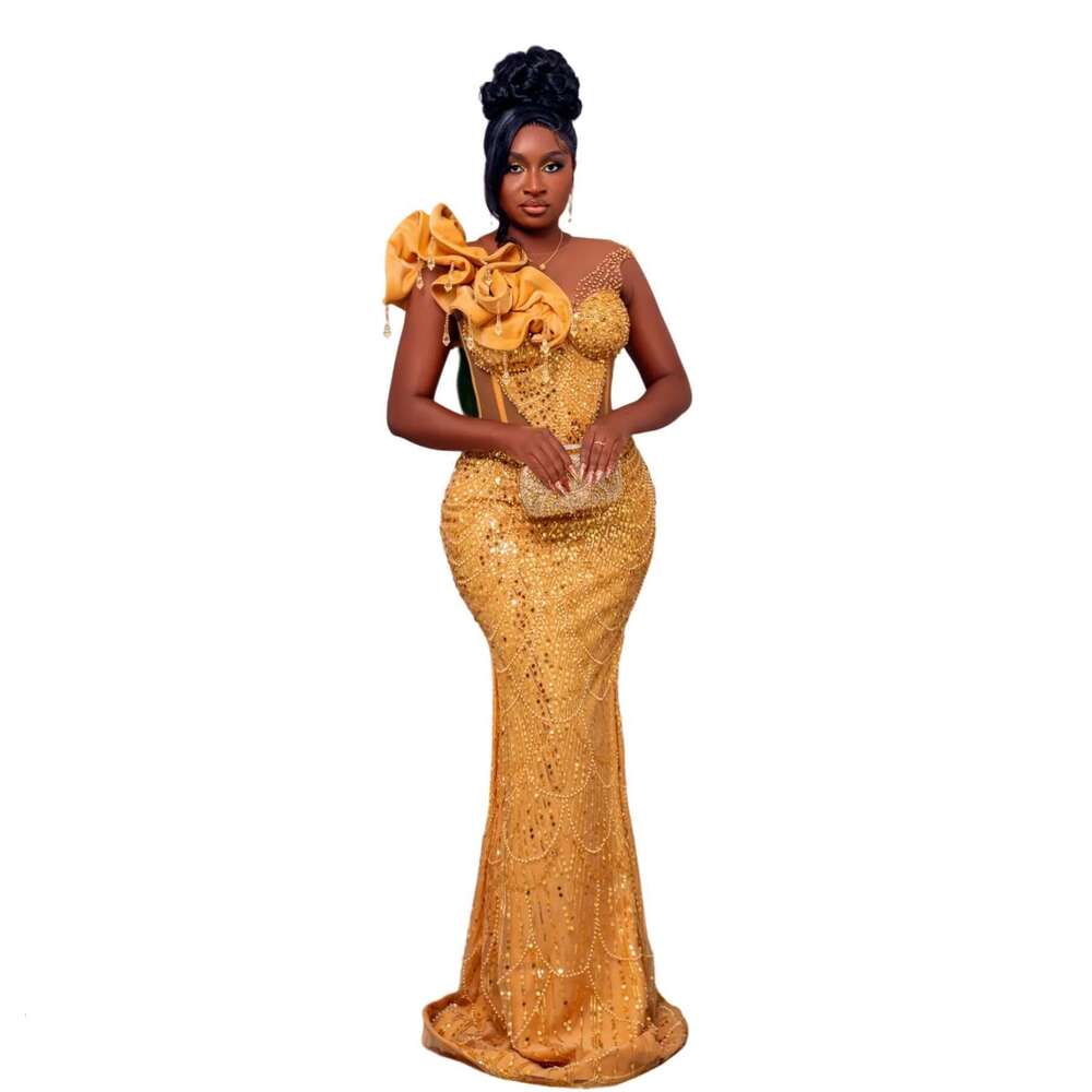 Customized 2025 golden illusion mermaid prom rhinestones sequins formal evening party birthday dresses zj184