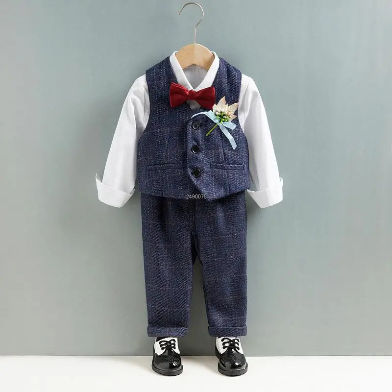 Prince Boys Birthday Dress Kids Beaufitul Pograph Suit Children Formal Wedding Party Performance Dance Tuxedo Wear 250219