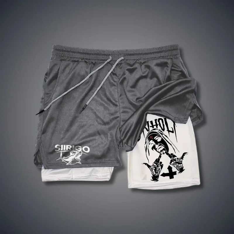 Mens Fitness Shorts Breathable Quick Drying Printed Double-Layer Shorts Summer Sports Casual Training Jogging Shorts XS-3XL X250220