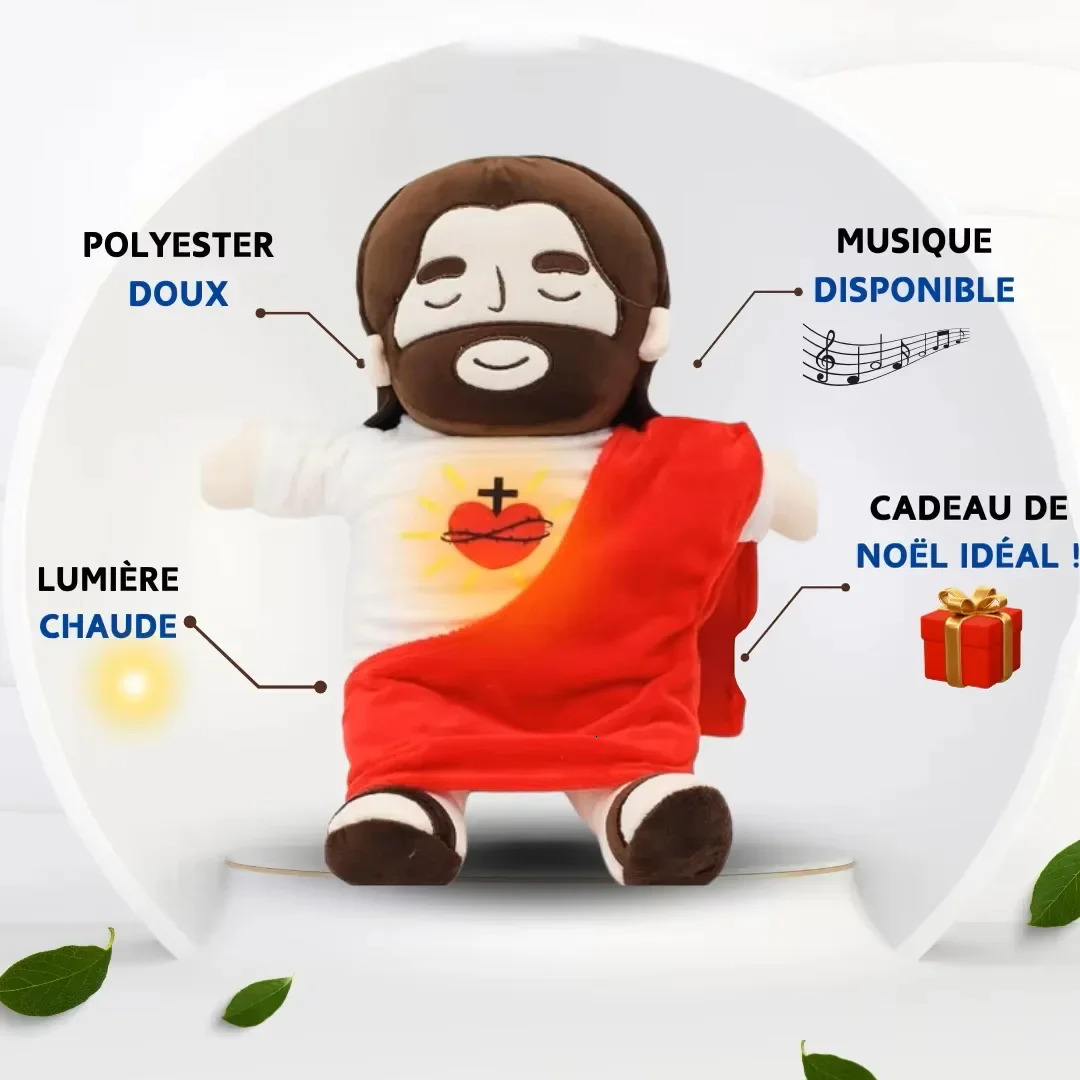 40CM Breathing Jesus Soothe Plush Toy for Kids Soft Soothing Jesus Plushies Comforting Jesus Heart Toy Easter Christmas Gifts 250220