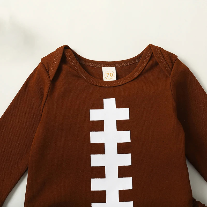 -08-02 Lioraitiin 0-18M Baby Boy Girl Football Outfit Long Sleeve Sweatshirt Romper Rugby Stripe Elastic Pants 3PCS Clothes 250219