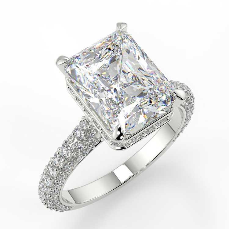 14K Gold Emerald Cut Moissanite Ring Chunky Ring Gold Fashion Rings for Womens Jewelry High Quality