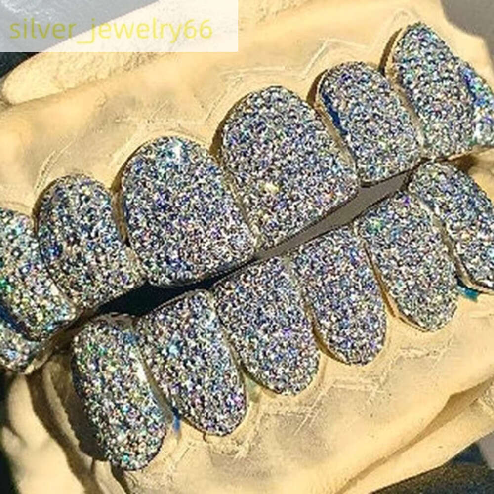 Custom 10k 14K Gold Sier Iced Out Moissanite Fine Jewelry Real Dia Teeth