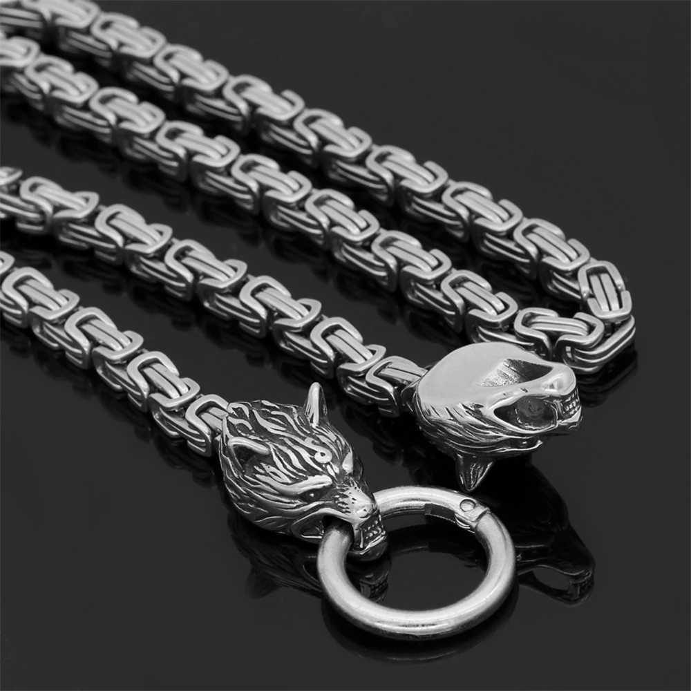 Nordic Celtic Wolf Mens Necklace Viking Wolf Head Stainl Steel Pendant scandinavian Rune Accories norse Amulet JewelryXJ250219