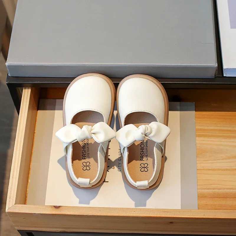 Womens Leather Shoes 2024 Spring/Summer New Collection Womens Bow Fashion Princess Childrens Shoes Korean style Little Girl Mary Jans PU X250220
