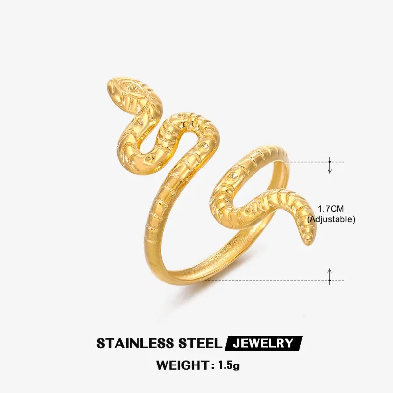 20pcs/lot Stainless Steel Gold Silver Color Leaf Snake Geometric Open Adjustable Ring for Women Men Fashion Jewelry Gift 250220