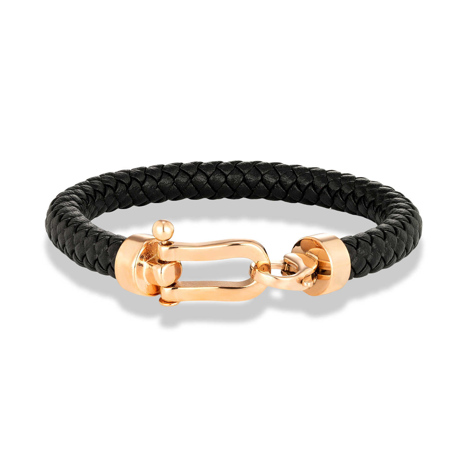 Charm Bracelets 8mm genuine leather mens bracelet classic stainless steel horseshoe buckle bracelet fashionable H25220