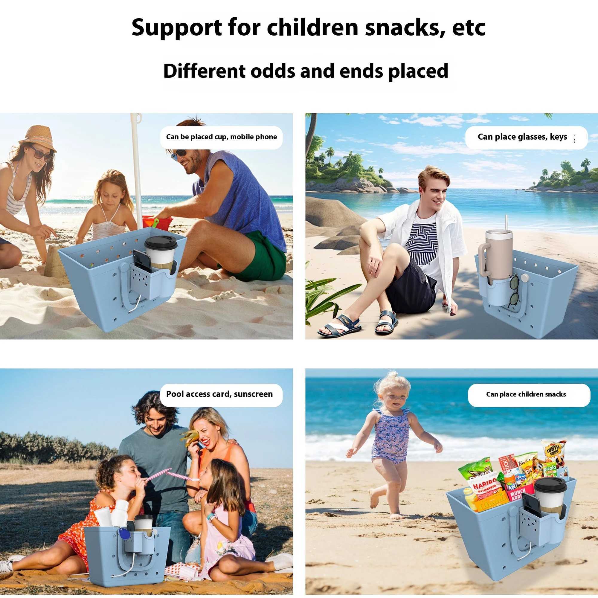 Storage Pouch for Bogg Beach Bag Connector Soft Silicone Waterproof Phone Holder Water Cup Holder Phone Storage Organizer Z250219
