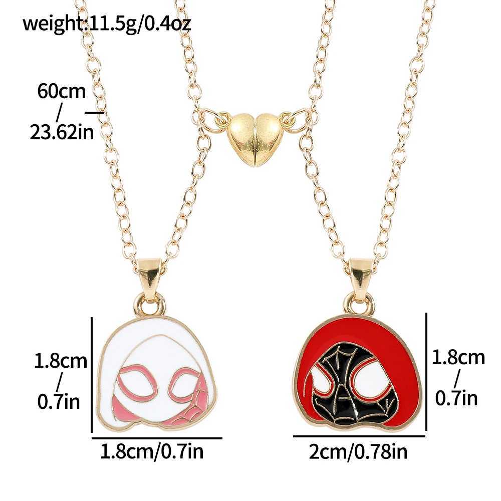 Marvel Cartoon Anime Spider Man Necklace Creativity Heart Magnetic Spider Man Neck Chain For Couple Charm GiftsXJ250219