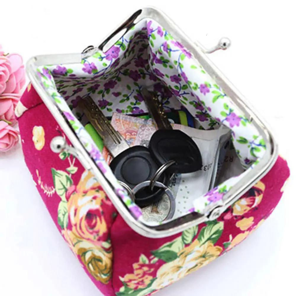 Women Wallet Flower Printed Canvas Card Holder Coin Purse Clutch Handbag Bag 250213