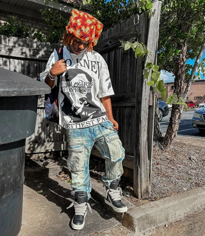Summer Style Dark Special Style Oversized T-shirt Y2k Harajuku Pure Cotton Casual Short-sleeved American English Printed Top 250219