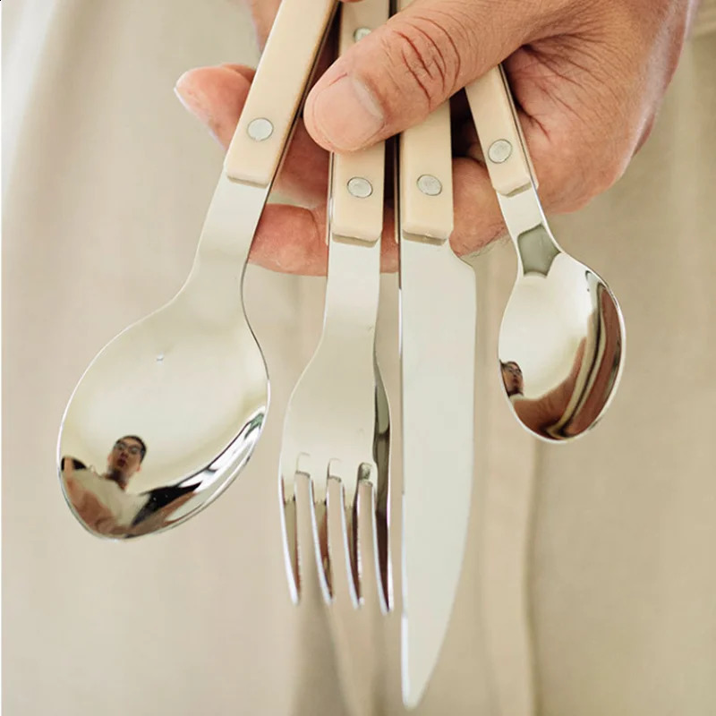 24Pcs France Style Fashion Cutlery Set 18/10 Stainless Steel Gift Flatware 304 Knife Fork Spoon Dinnerware for 6 Drop 250214