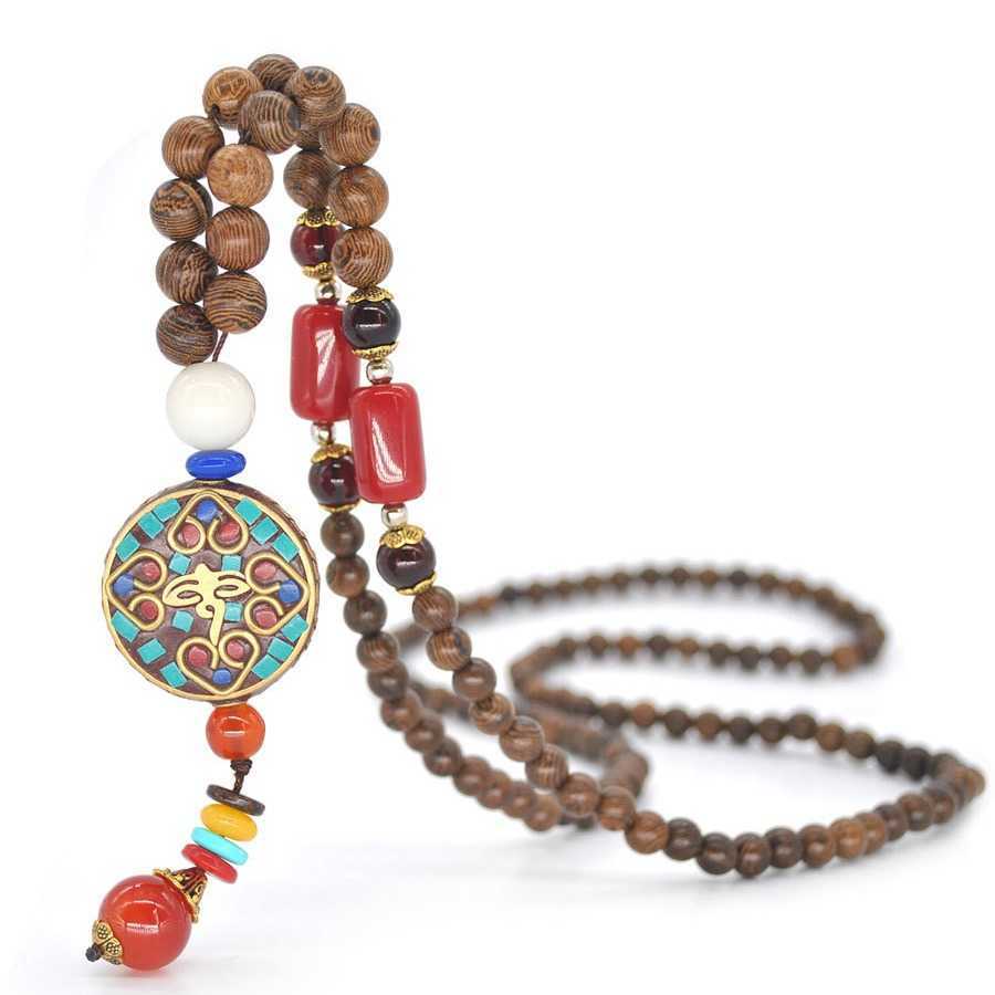 Pendant Necklaces Nepal Sweater Chain Womens Yiwu Accessories Bodhi Pendant Wood Bead Buddha Series Long Necklace H25219