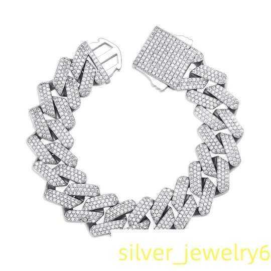 AAA Gems 18mm Miami Cuban Link Bracelet 925 Sterling Silver Jewelry VVS Moissanite Diamond Bracelet