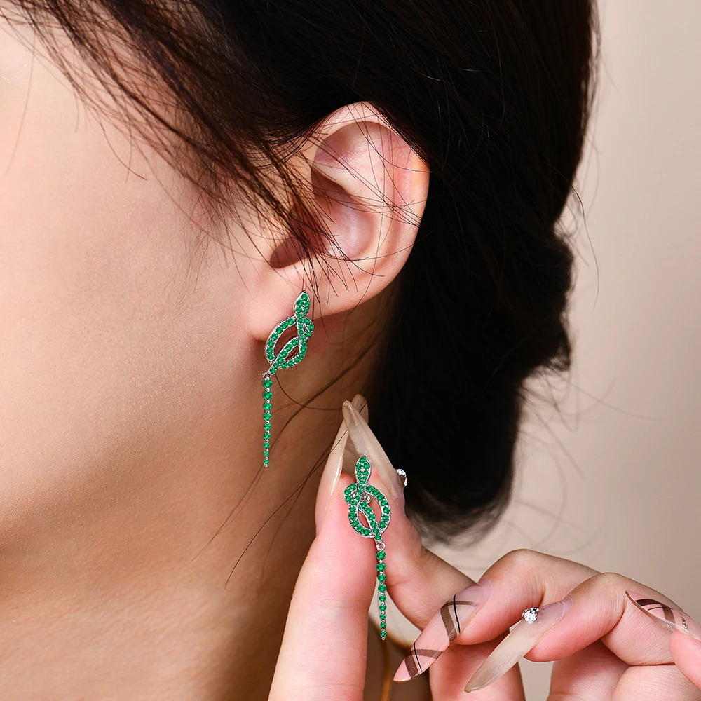 CHARMING Creative Snake Stud Earrings Retro Green Nano Earring for Women S925 Silver Sterling Hiphop Party Fine Jewelry 250220