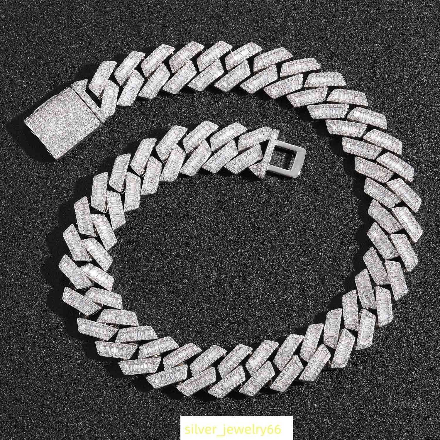 AAA GEMS Hip Hop Jewelry 20MM White Gold Plated Iced Out Cuban Link CZ Prong Cuban Link Chain Necklace Diamond Cuban Chain