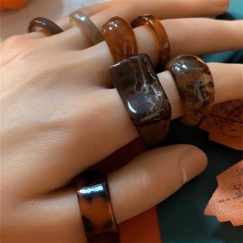 7-piece set of retro leopard print irregar stacked rings for wen with unique personality design suitable for daily party gif X250220