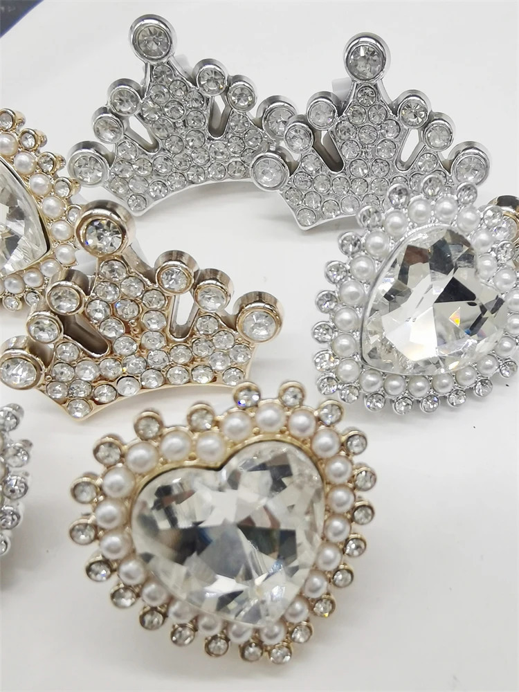 2PCS Luxury Bling Shoe Lace Charms ABS Rhinestone Buckle Decoration DIY Golden Crown Shoelace Clips Accessories Fit Women Boots 250219