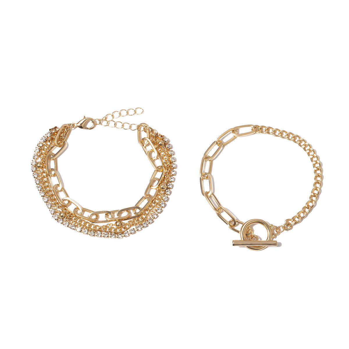 Charm Bracelets Jewelry simple geometry ot button versatile hand adornment womens creative mix with multi-layer bracelet with Diamond Beads H25220